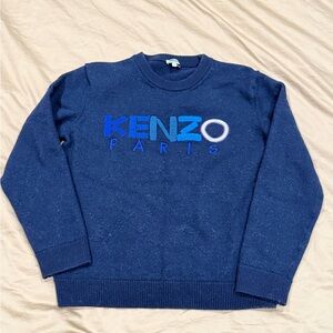 Kenzo Navy Crewneck Sweater with Blue Logo